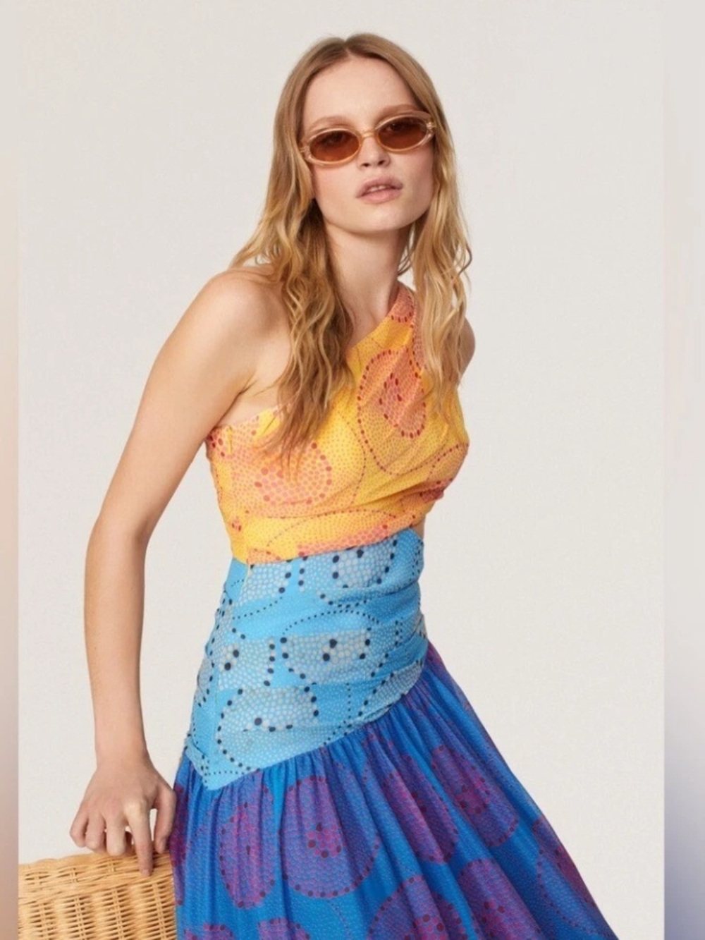 Staud Ashlyn Blue Golc Multicolor Cutout Maxi Dress, Size 2 - Picture 4 of 7